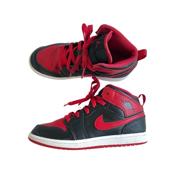 Nike Other - Nike Air Jordan 1 Mid (GS) Shoes Black Fire Red White Kid Sneakers 2.5 Y